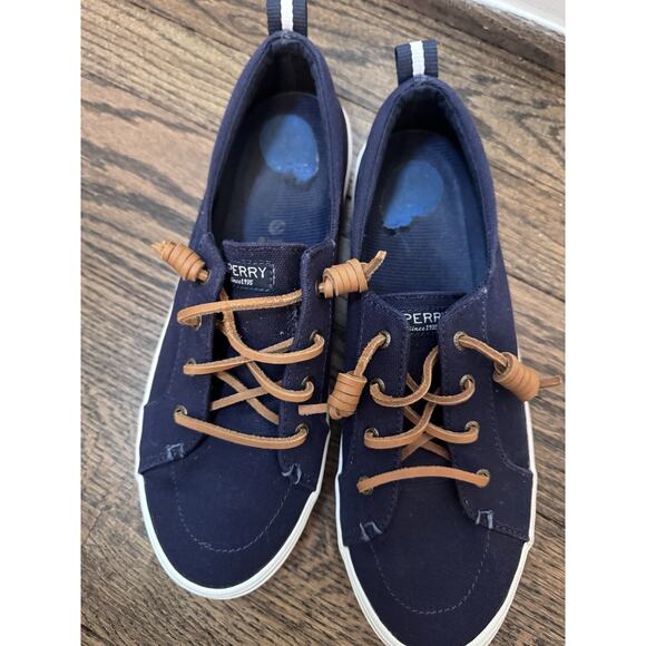 Sperry Crest Vibe Lace Up Navy Blue Canvas Sneaker Women's Size 7.5 - Picture 2 of 15